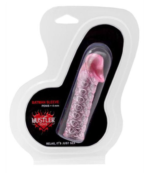 Розовая закрытая насадка на пенис BATMAN SLEEVE - 11,7 см. - 1