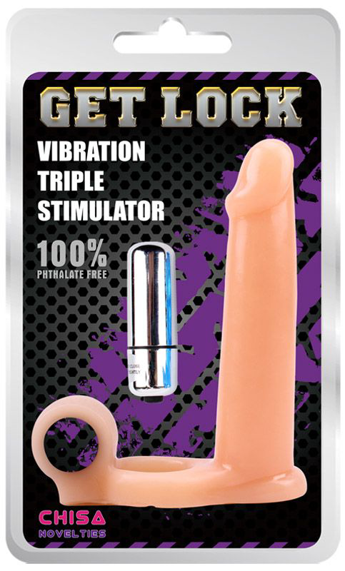Телесная насадка для двойного проникновения Vibration Triple Stimulator - 15 см. - 1