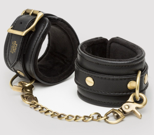 Черные наручники Bound to You Faux Leather Wrist Cuffs - 0