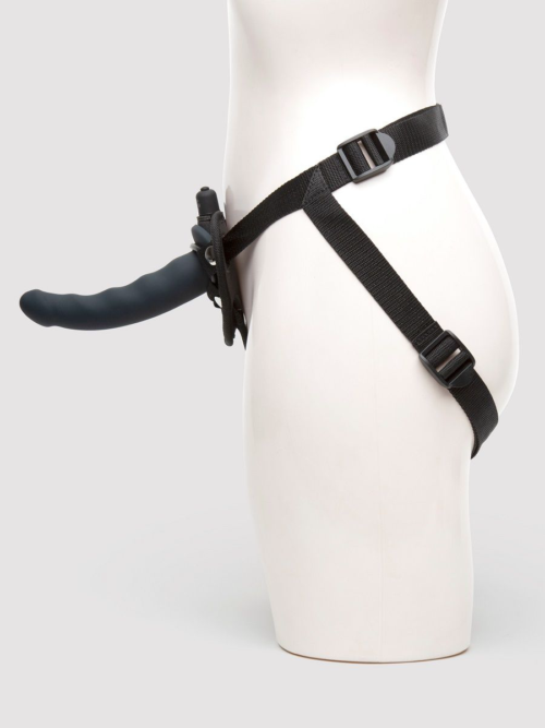 Черный страпон с вибрацией Feel It Baby Strap-On Harness Kit - 17,8 см. - 1